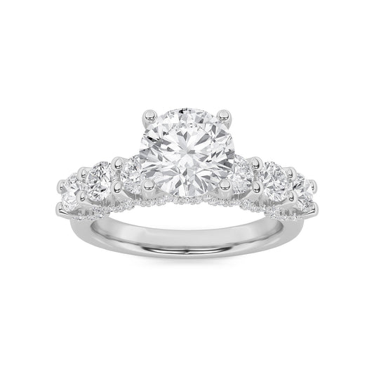 5CTW Round Lab-Grown Diamond Prong Accented Double Halo Set of Band and Ring 149 Stones