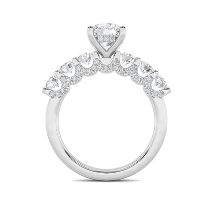 5CTW Round Lab-Grown Diamond Prong Accented Double Halo Set of Band and Ring 149 Stones