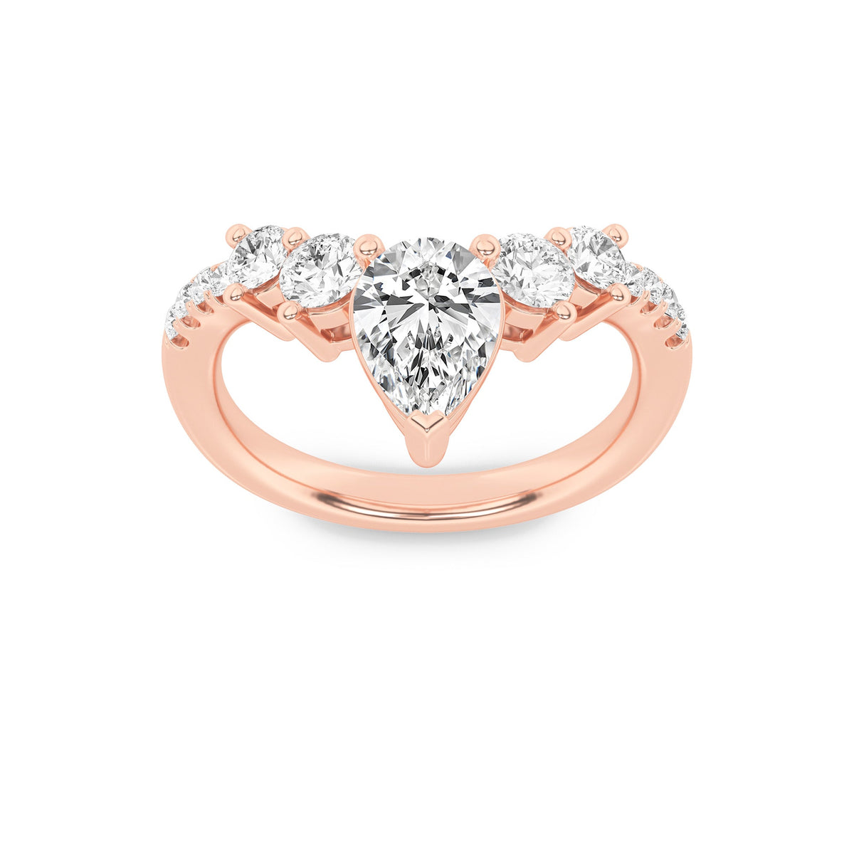 1.5CTW Pear Lab-Grown Diamond Fancy Contour Ring 13 Stones