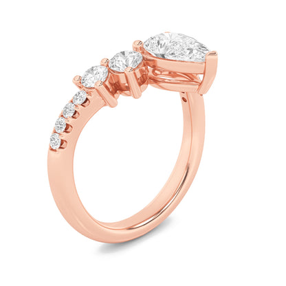 1.5CTW Pear Lab-Grown Diamond Fancy Contour Ring 13 Stones