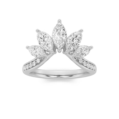 1.5CTW Marquise Lab-Grown Diamond Prong Fancy Contour Ring 15 Stones