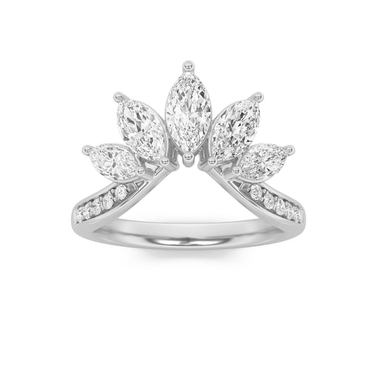 1.5CTW Marquise Lab-Grown Diamond Prong Fancy Contour Ring 15 Stones
