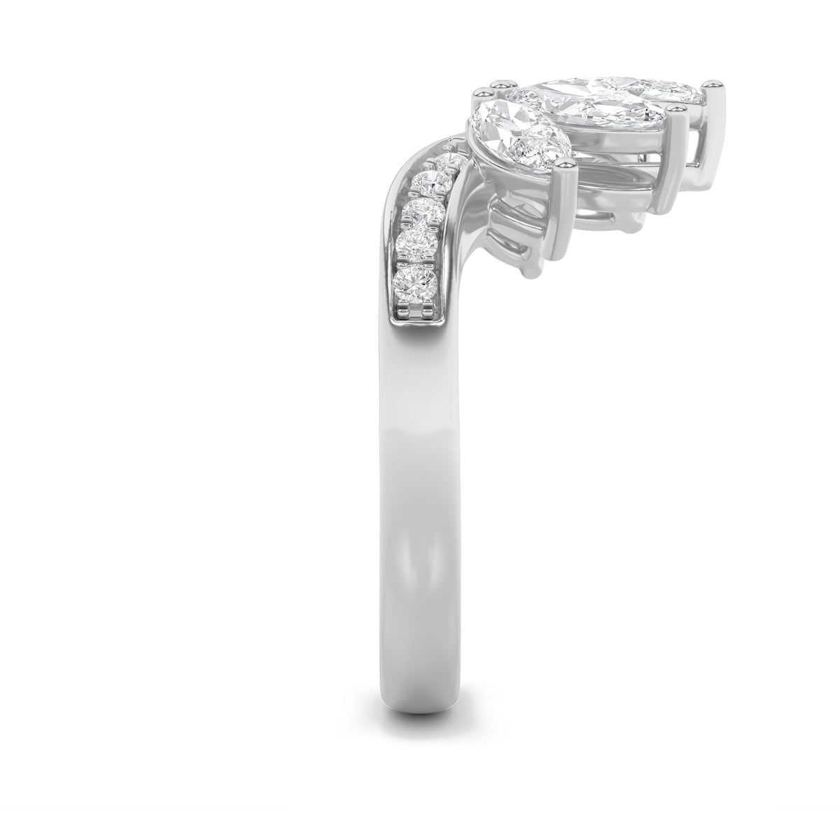 1.5CTW Marquise Lab-Grown Diamond Prong Fancy Contour Ring 15 Stones