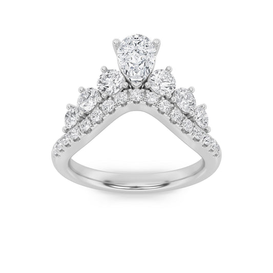 1.5CTW Pear Lab-Grown Diamond Prong Fancy Contour Ring 24 Stones