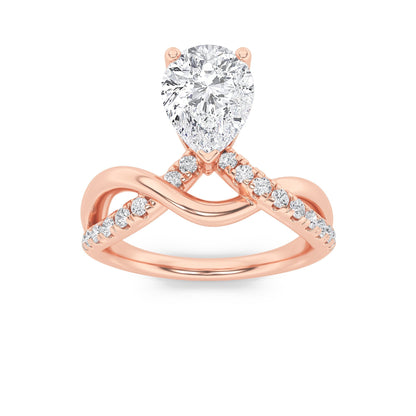 1.5CTW Pear Lab-Grown Diamond Fashion Solitaire Engagement Ring 19 Stones
