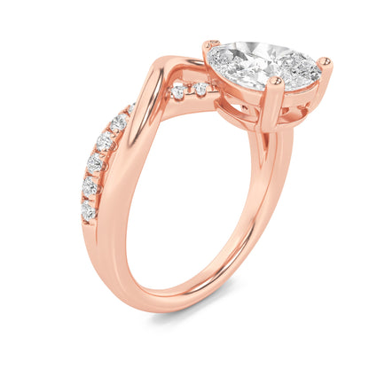 1.5CTW Pear Lab-Grown Diamond Fashion Solitaire Engagement Ring 19 Stones