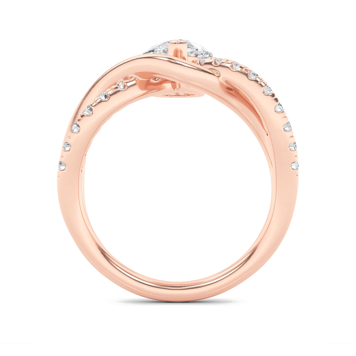 1.5CTW Pear Lab-Grown Diamond Fashion Solitaire Engagement Ring 19 Stones
