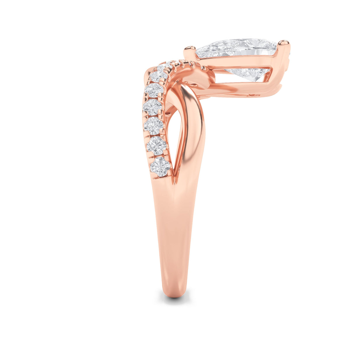 1.5CTW Pear Lab-Grown Diamond Fashion Solitaire Engagement Ring 19 Stones