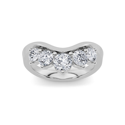 1CTW Round Lab-Grown Diamond Prong Fancy Contour Ring 5 Stones