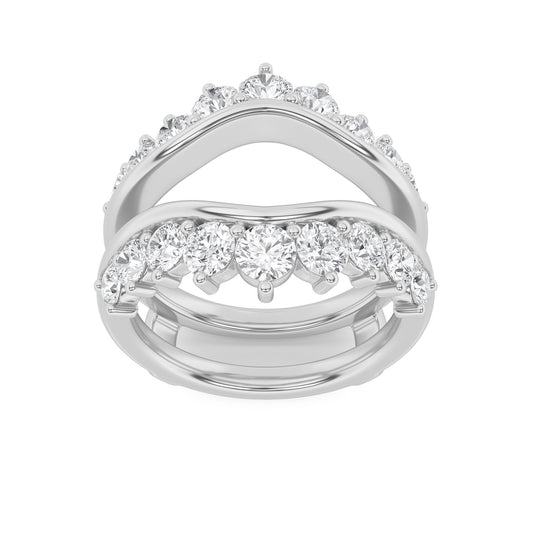 2CTW Round Lab-Grown Diamond Prong Insert Jacket Ring 18 Stones 0.27ct Center