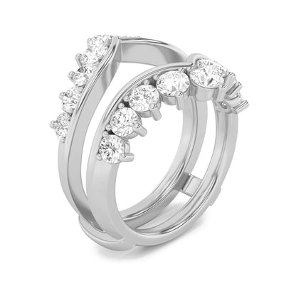 2CTW Round Lab-Grown Diamond Prong Insert Jacket Ring 18 Stones 0.29ct Center