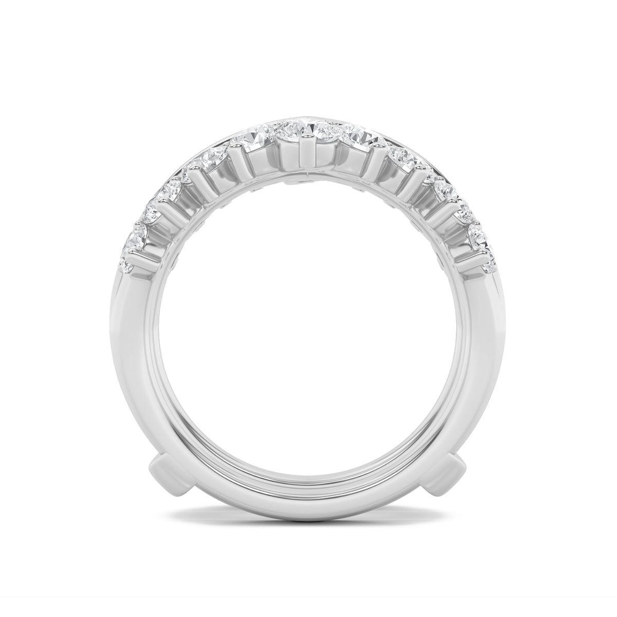 2CTW Round Lab-Grown Diamond Prong Insert Jacket Ring 18 Stones 0.29ct Center