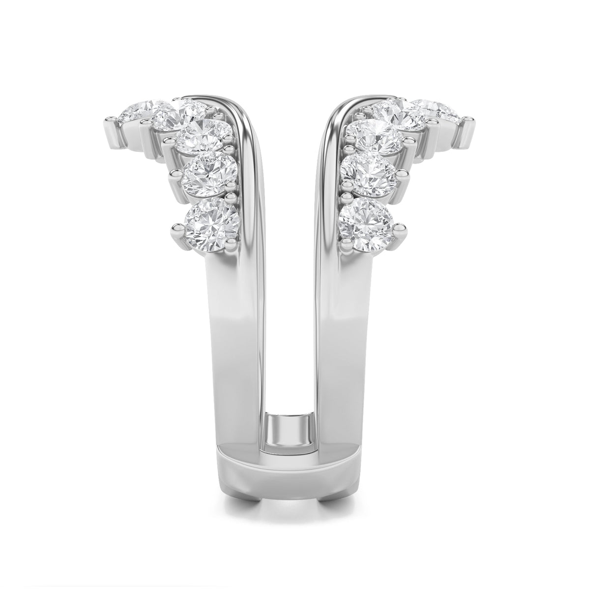 2CTW Round Lab-Grown Diamond Prong Insert Jacket Ring 18 Stones 0.29ct Center