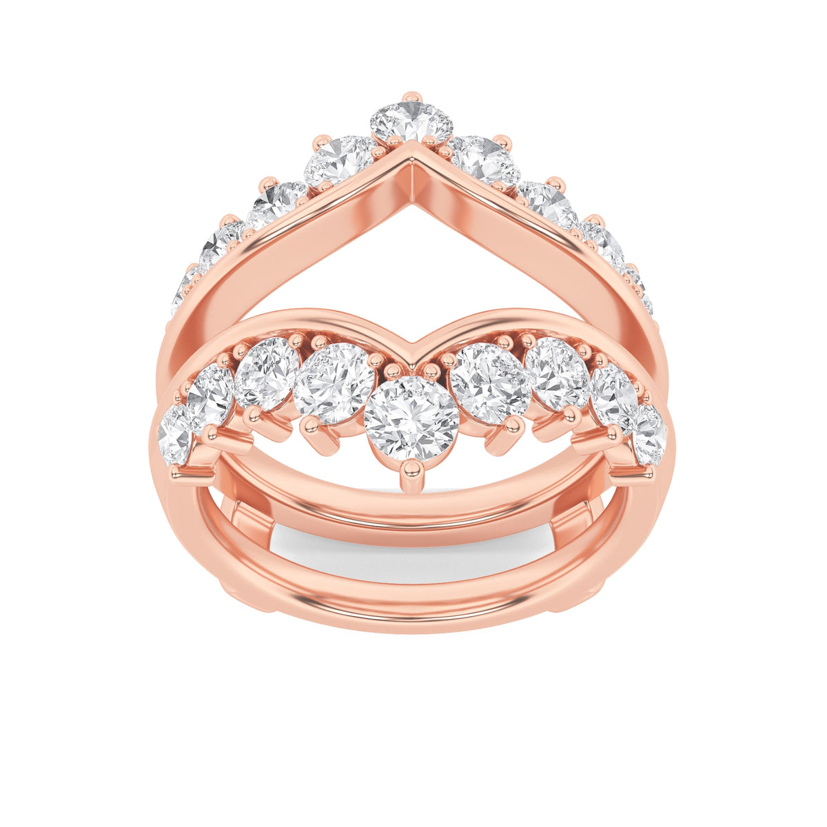2CTW Round Lab-Grown Diamond Prong Insert Jacket Ring 18 Stones 0.29ct Center