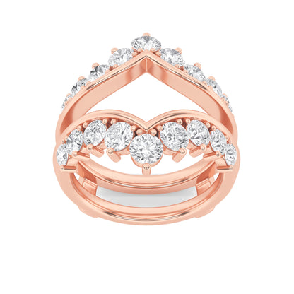 2CTW Round Lab-Grown Diamond Prong Insert Jacket Ring 18 Stones 0.29ct Center