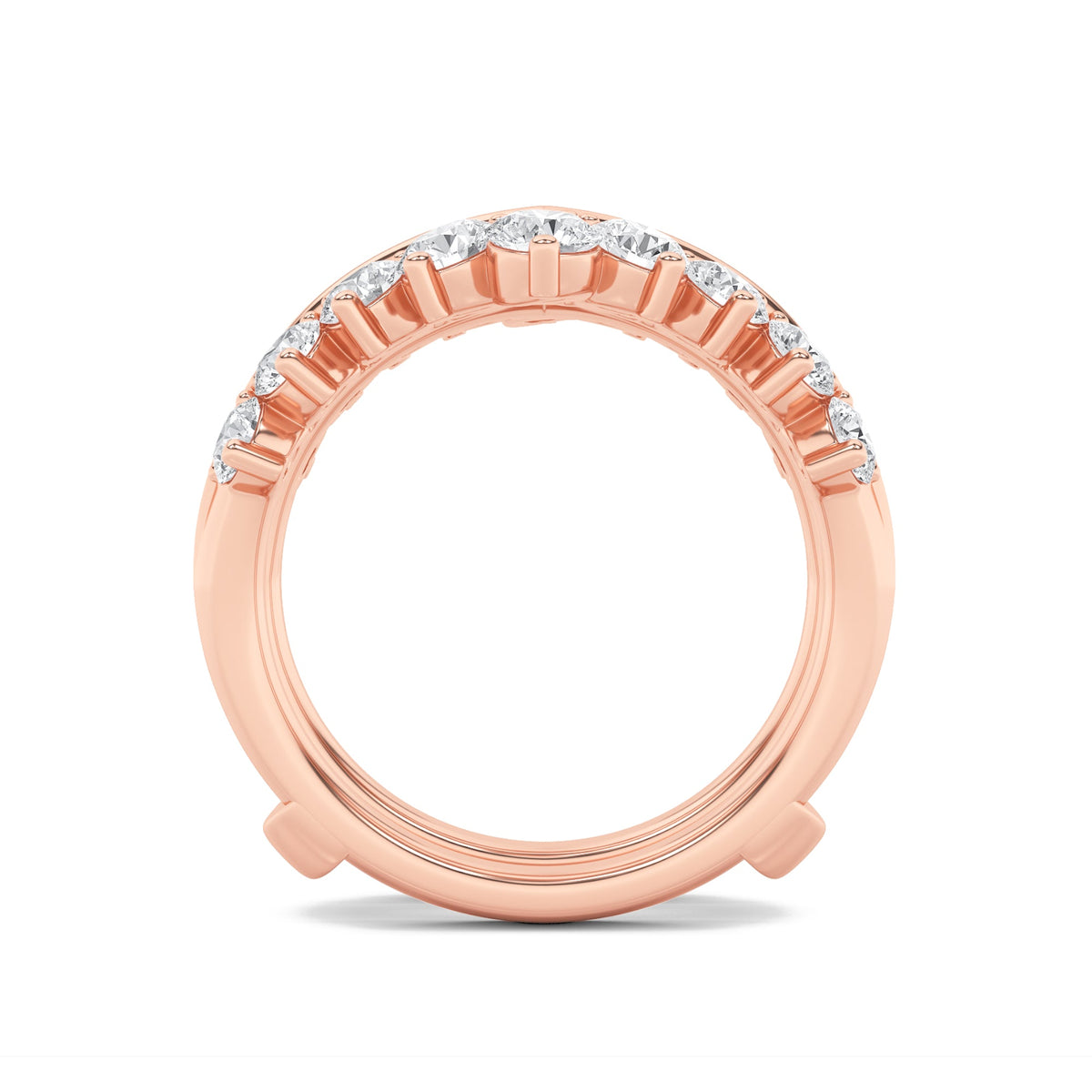 2CTW Round Lab-Grown Diamond Prong Insert Jacket Ring 18 Stones 0.29ct Center