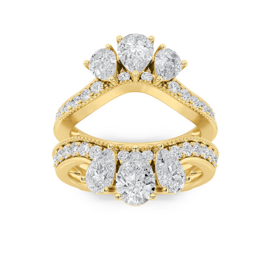 2CTW Pear Lab-Grown Diamond Prong Insert Jacket Ring 34 Stones