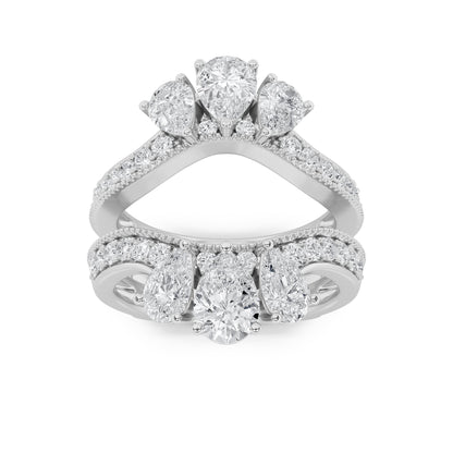 2.25CTW Pear Lab-Grown Diamond Prong Insert Jacket Ring 34 Stones