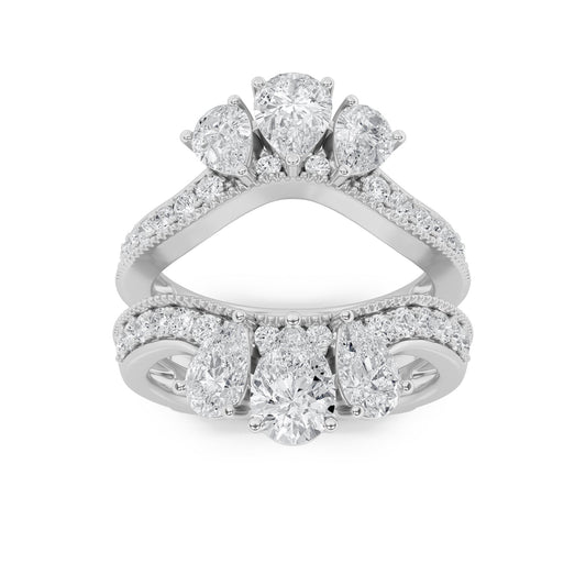 2.25CTW Pear Lab-Grown Diamond Prong Insert Jacket Ring 34 Stones