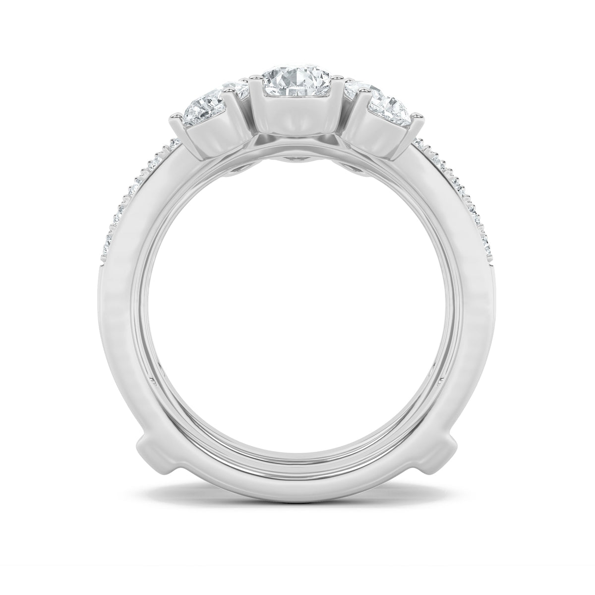 2.25CTW Pear Lab-Grown Diamond Prong Insert Jacket Ring 34 Stones