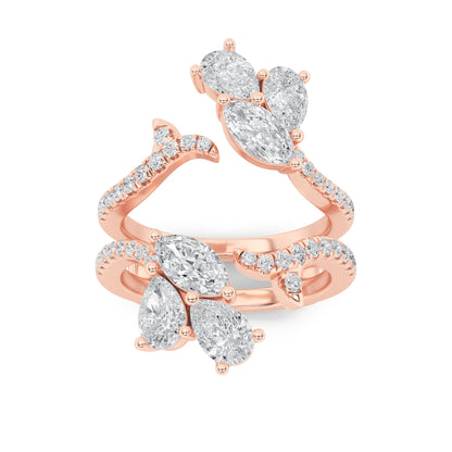 2CTW Marquise Lab-Grown Diamond Prong Insert Jacket Ring 44 Stones