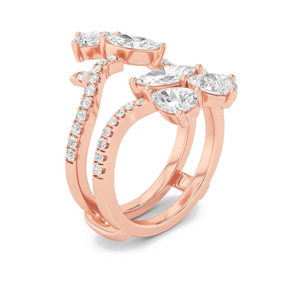 2CTW Marquise Lab-Grown Diamond Prong Insert Jacket Ring 44 Stones