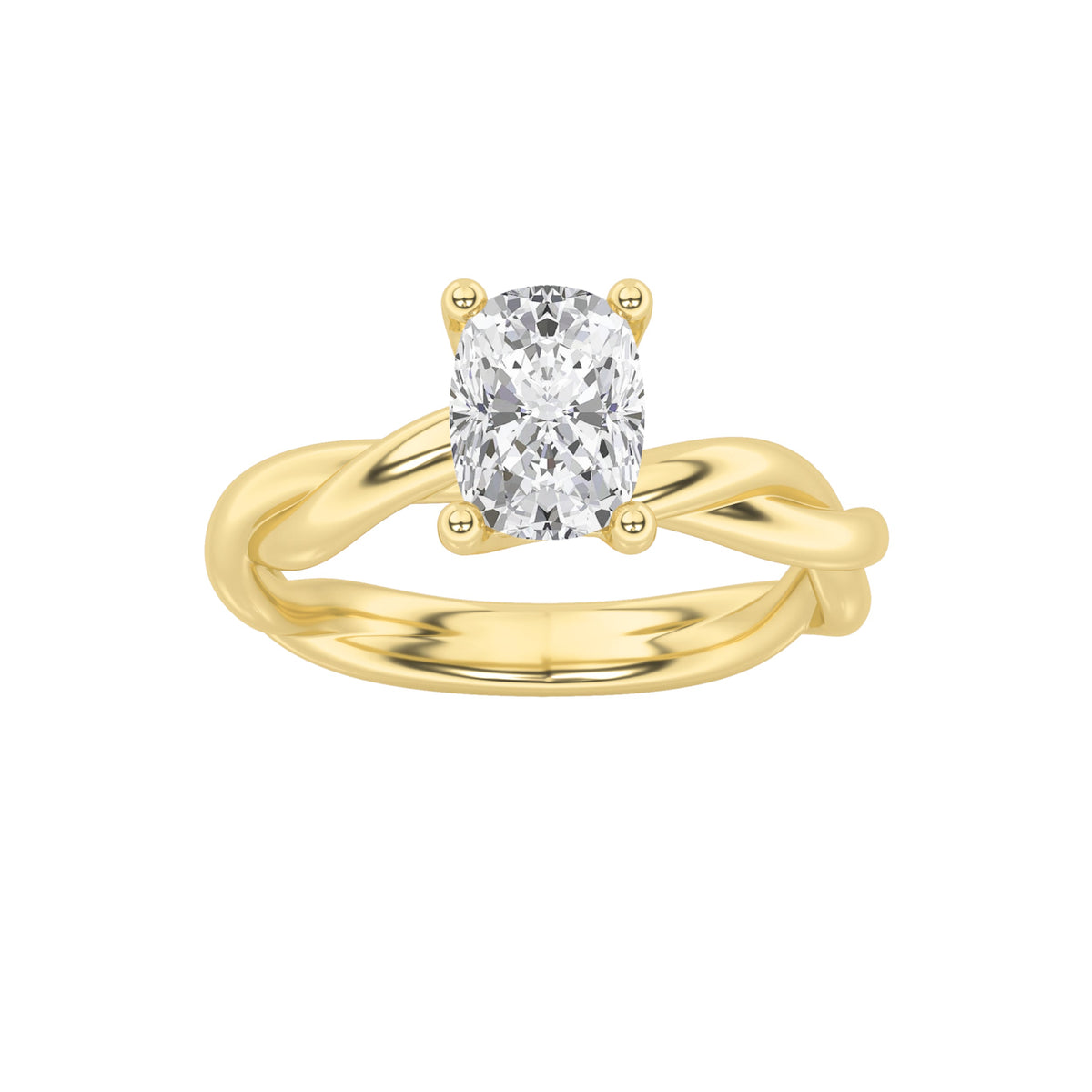 1CTW Elongated Cushion Lab-Grown Diamond Prong Twisted Shank Solitaire Engagement Ring 1 Stone