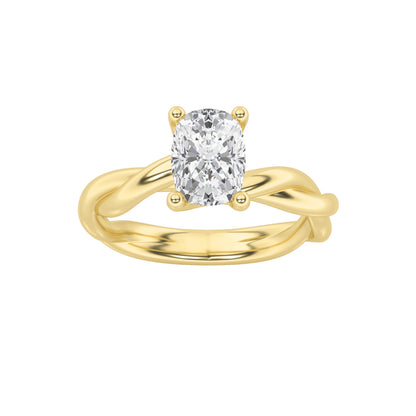 1CTW Elongated Cushion Lab-Grown Diamond Prong Twisted Shank Solitaire Engagement Ring 1 Stone