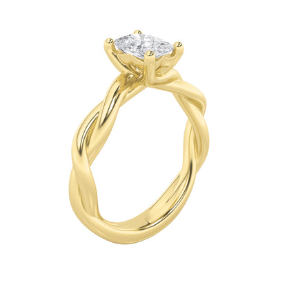 1CTW Elongated Cushion Lab-Grown Diamond Prong Twisted Shank Solitaire Engagement Ring 1 Stone