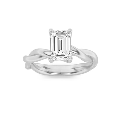 1.5CTW Emerald Lab-Grown Diamond Prong Twisted Shank Solitaire Engagement Ring 1 Stone