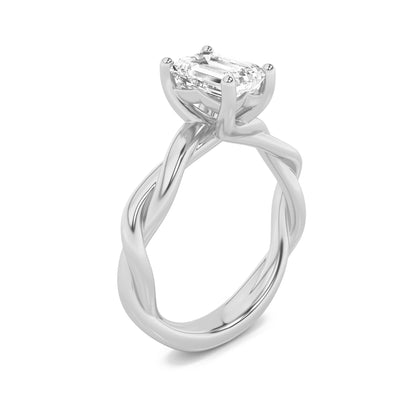 1.5CTW Emerald Lab-Grown Diamond Prong Twisted Shank Solitaire Engagement Ring 1 Stone