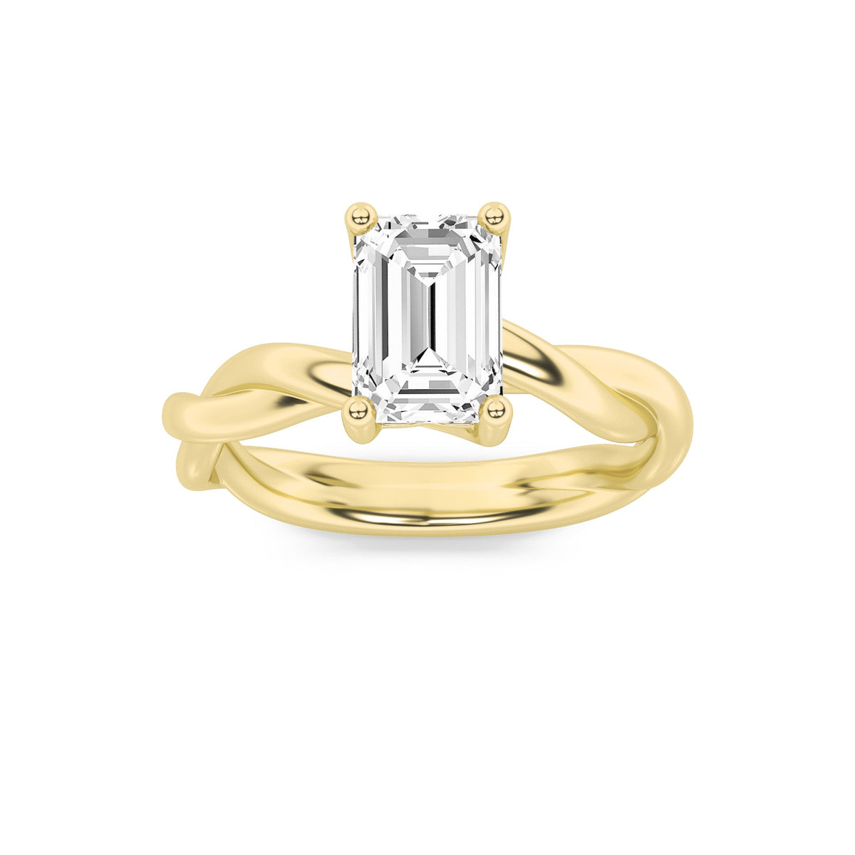 1.5CTW Emerald Lab-Grown Diamond Prong Twisted Shank Solitaire Engagement Ring 1 Stone