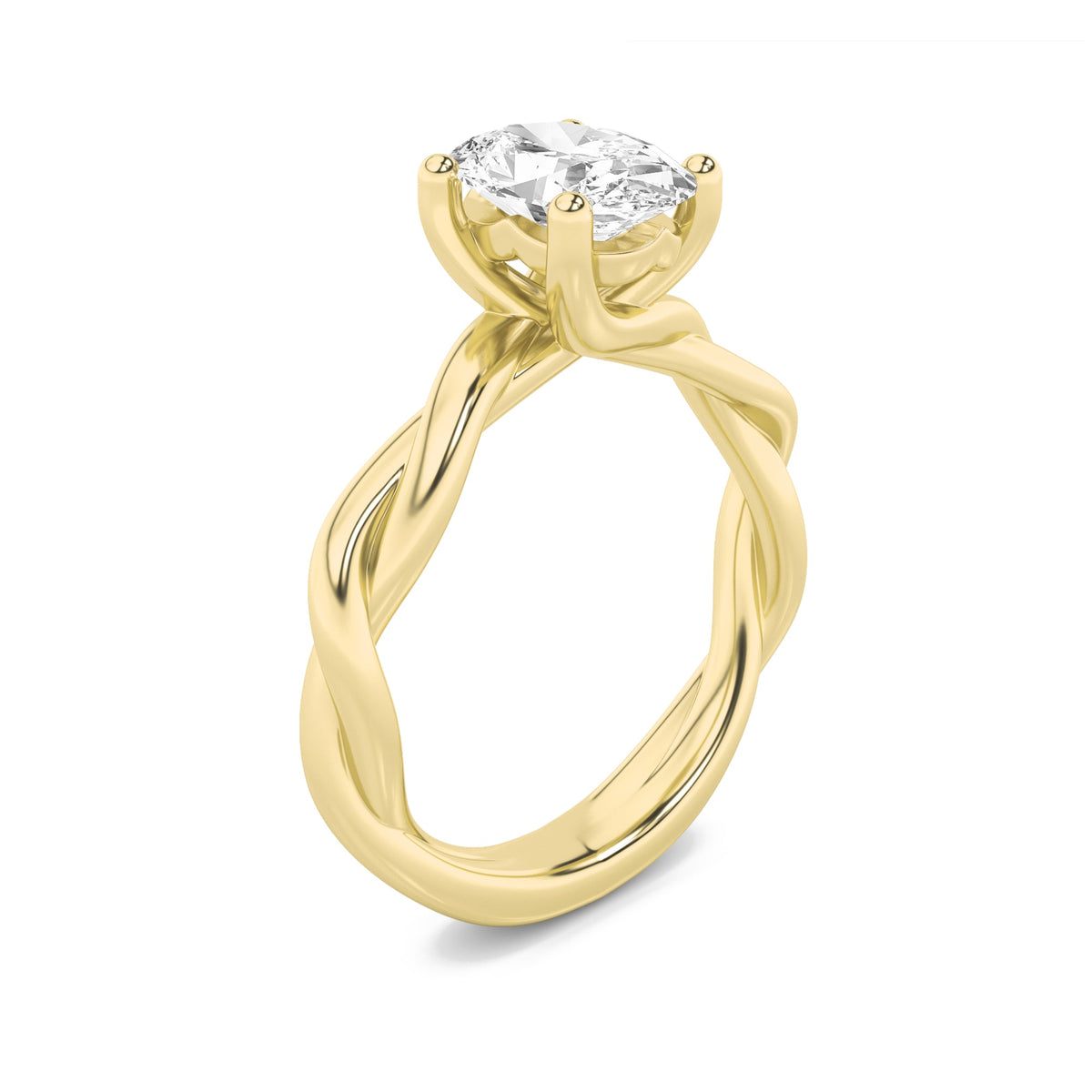 1CTW Oval Lab-Grown Diamond Prong Twisted Shank Solitaire Engagement Ring 1 Stone