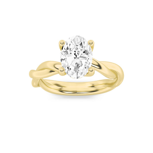 2.5CTW Oval Lab-Grown Diamond Prong Twisted Shank Solitaire Engagement Ring 1 Stone