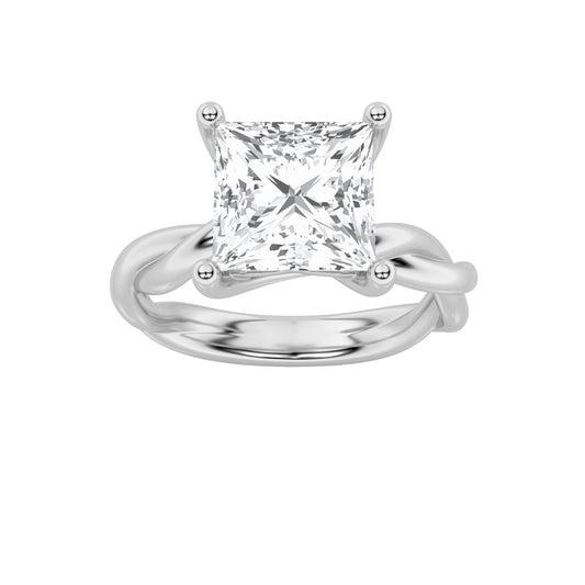 3CTW Princess Lab-Grown Diamond Prong Twisted Shank Solitaire Engagement Ring 1 Stone