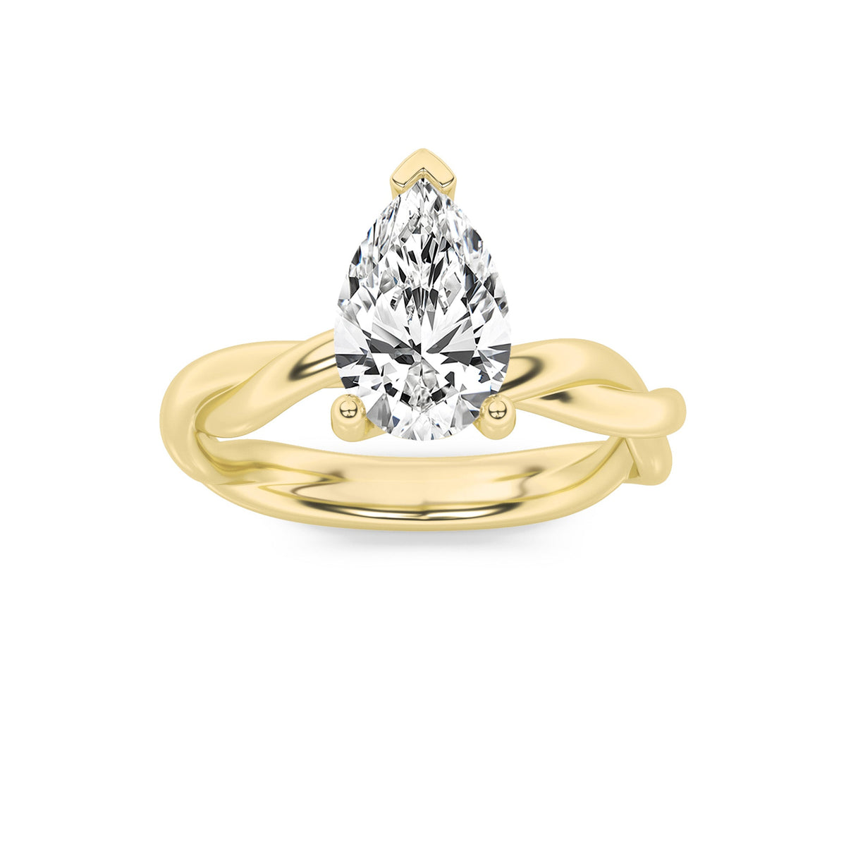2CTW Pear Lab-Grown Diamond Prong Twisted Shank Solitaire Engagement Ring 1 Stone