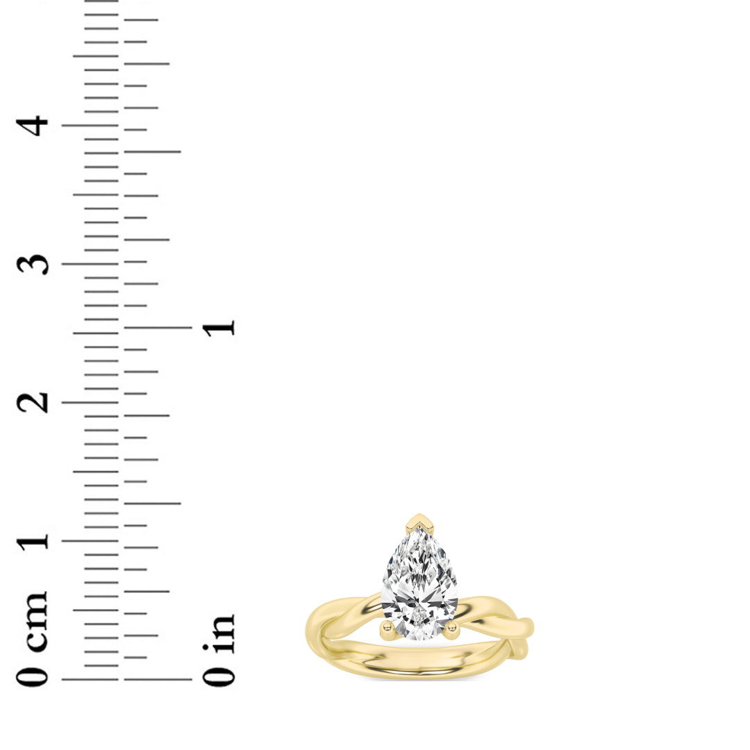 2CTW Pear Lab-Grown Diamond Prong Twisted Shank Solitaire Engagement Ring 1 Stone