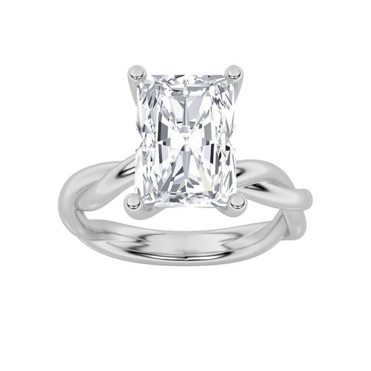 3CTW Radiant Lab-Grown Diamond Prong Twisted Shank Solitaire Engagement Ring 1 Stone