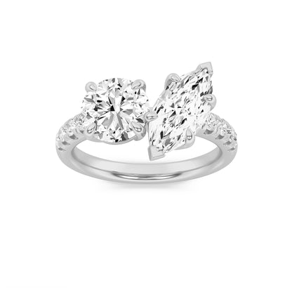 3CTW Round Lab-Grown Diamond Prong Toi et Moi Engagement Ring 10 Stones