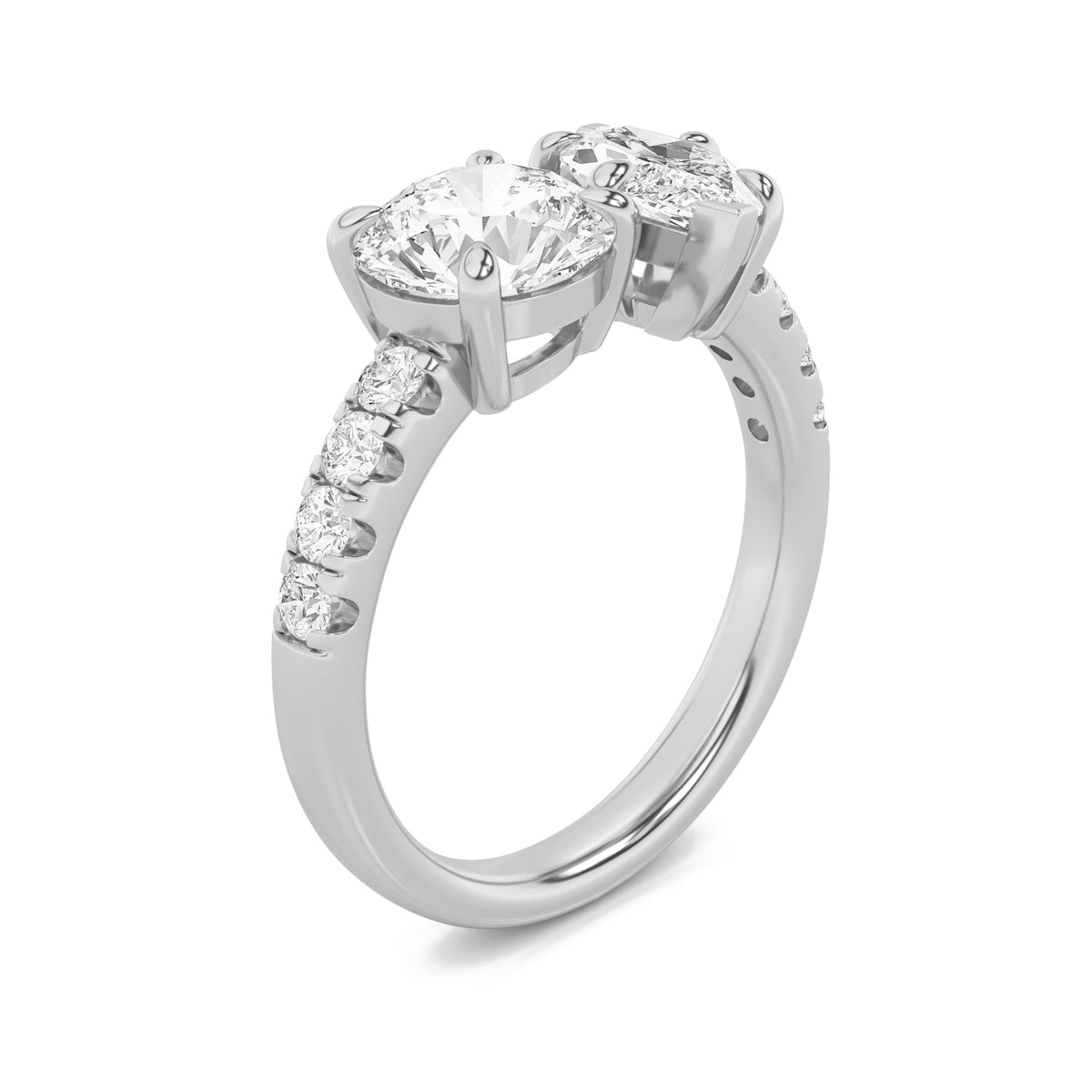3CTW Round Lab-Grown Diamond Prong Toi et Moi Engagement Ring 10 Stones