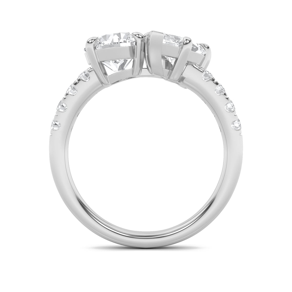 3CTW Round Lab-Grown Diamond Prong Toi et Moi Engagement Ring 10 Stones