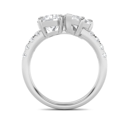 3CTW Round Lab-Grown Diamond Prong Toi et Moi Engagement Ring 10 Stones