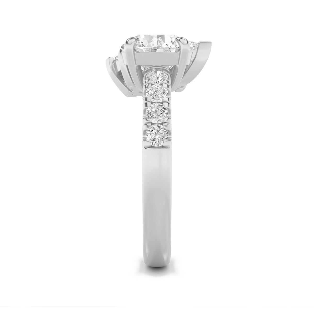 3CTW Round Lab-Grown Diamond Prong Toi et Moi Engagement Ring 10 Stones