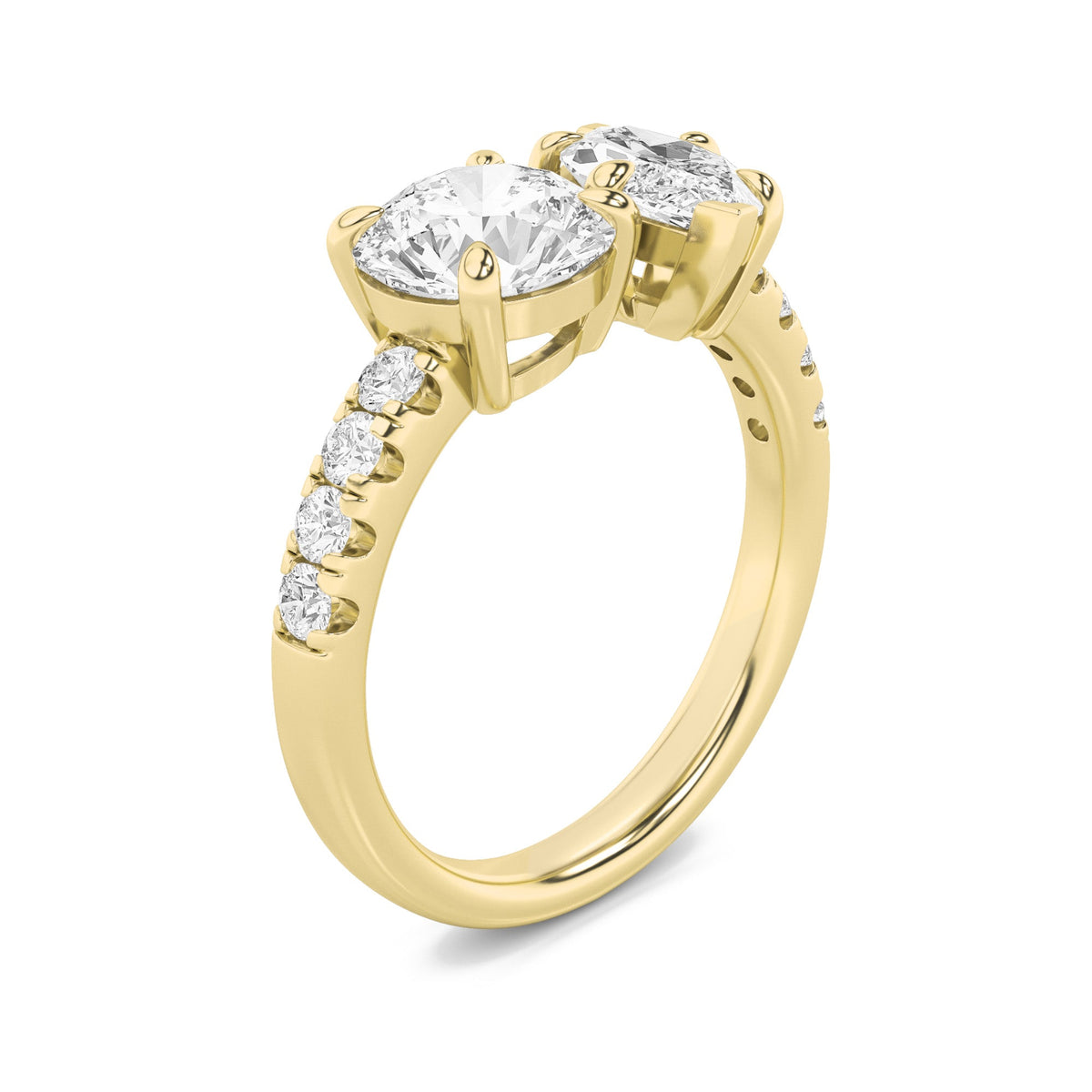 3CTW Round Lab-Grown Diamond Prong Toi et Moi Engagement Ring 10 Stones