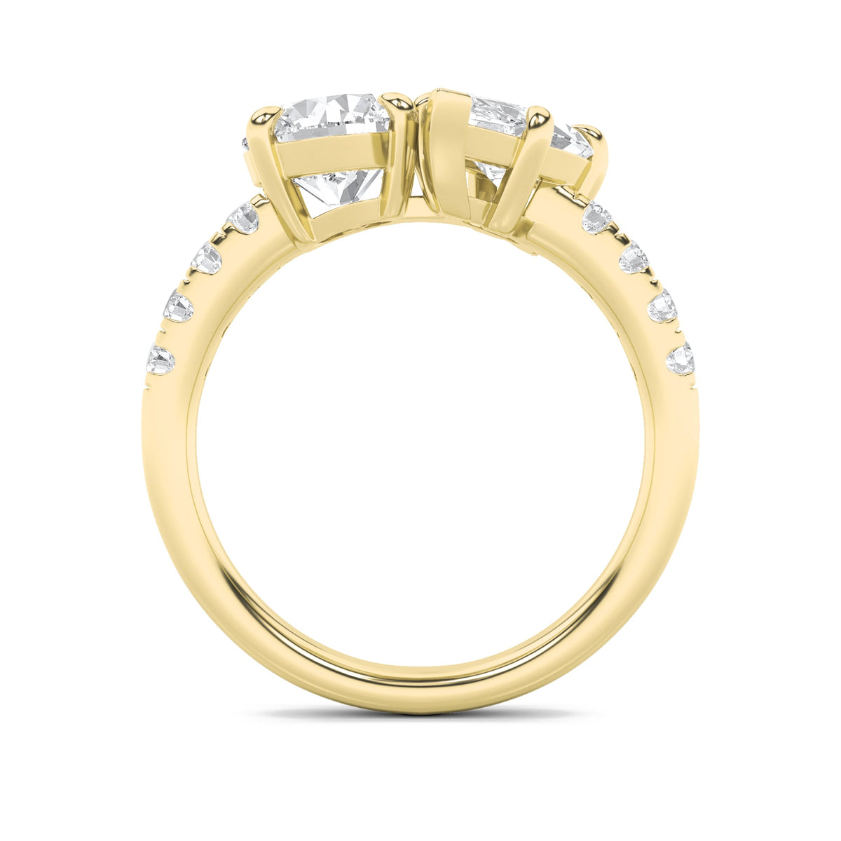 3CTW Round Lab-Grown Diamond Prong Toi et Moi Engagement Ring 10 Stones