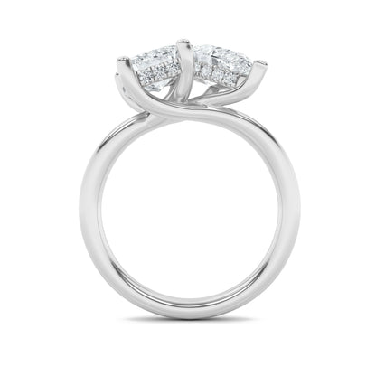 3CTW Emerald Lab-Grown Diamond Prong Toi et Moi Engagement Ring 25 Stones