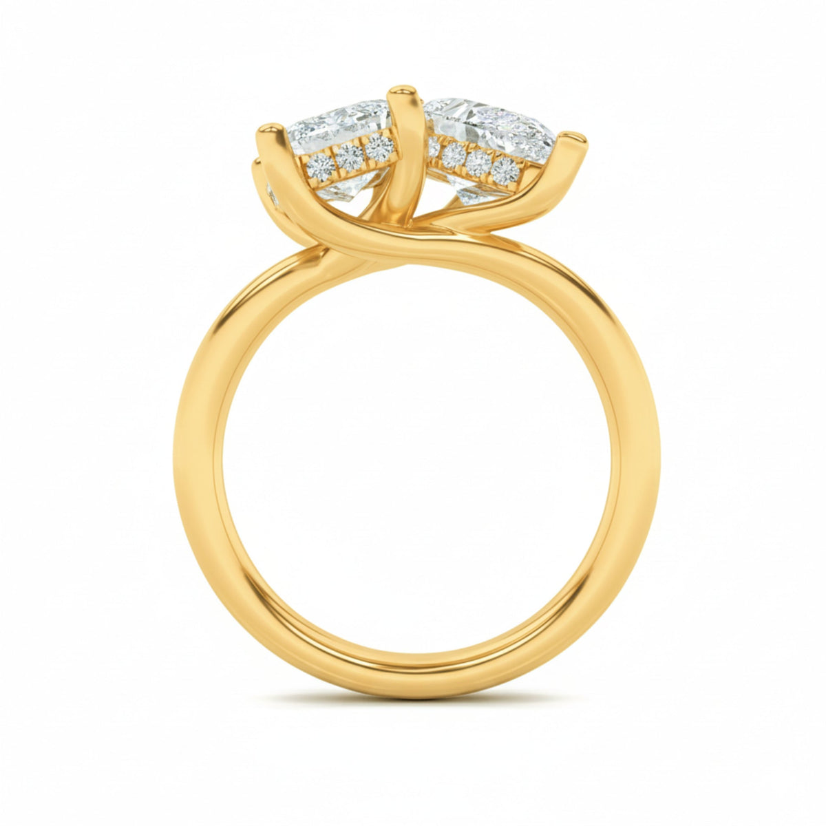 3CTW Emerald Lab-Grown Diamond Prong Toi et Moi Engagement Ring 25 Stones