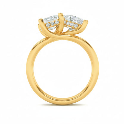 3CTW Emerald Lab-Grown Diamond Prong Toi et Moi Engagement Ring 25 Stones