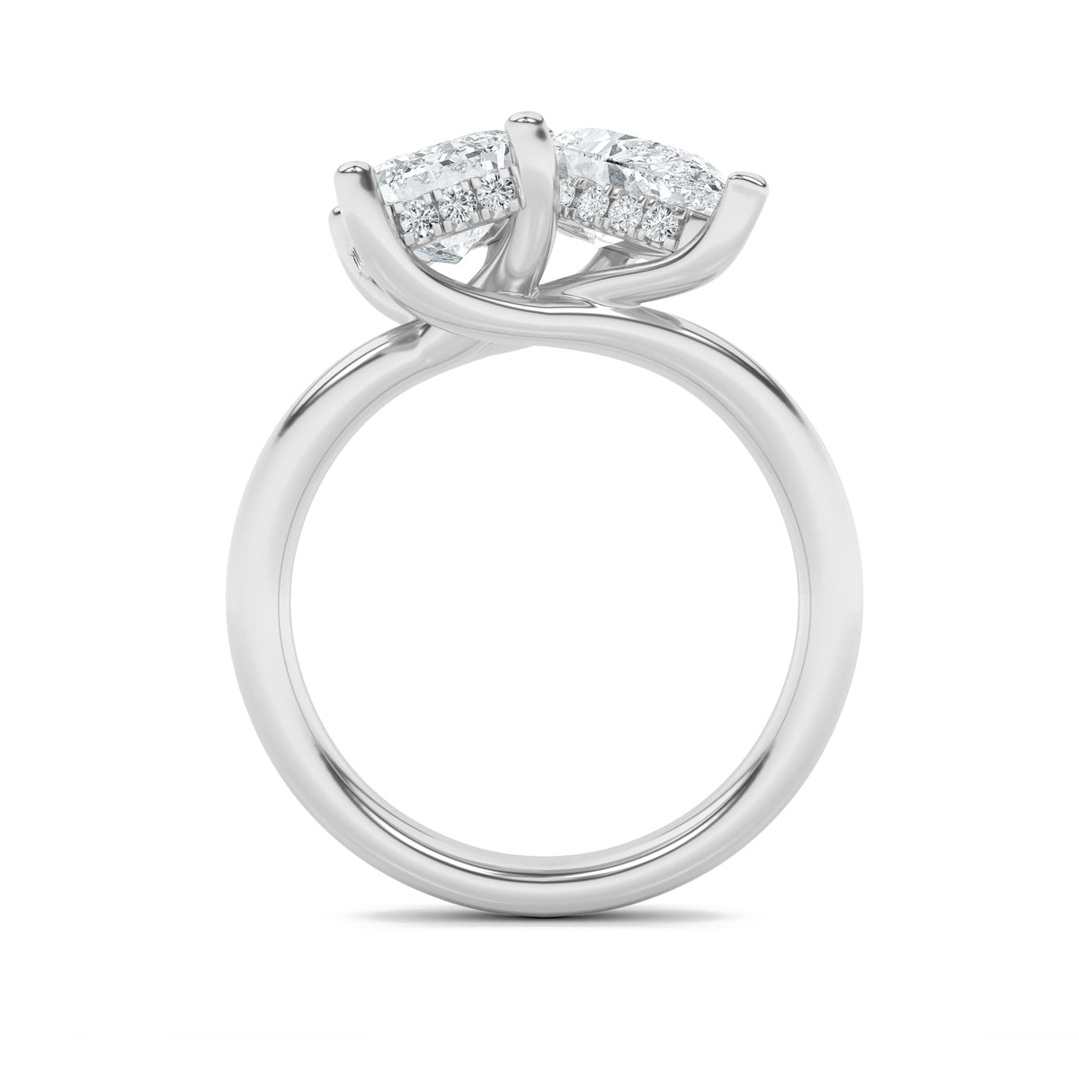 3CTW Emerald Lab-Grown Diamond Prong Toi et Moi Engagement Ring 25 Stones