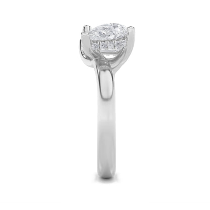 3CTW Emerald Lab-Grown Diamond Prong Toi et Moi Engagement Ring 25 Stones